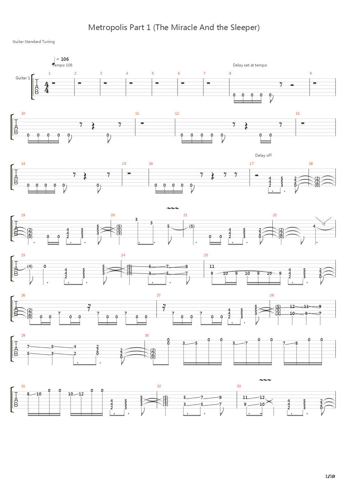 Metropolis, Pt. 1 The Miracle And The Sleeper吉他谱