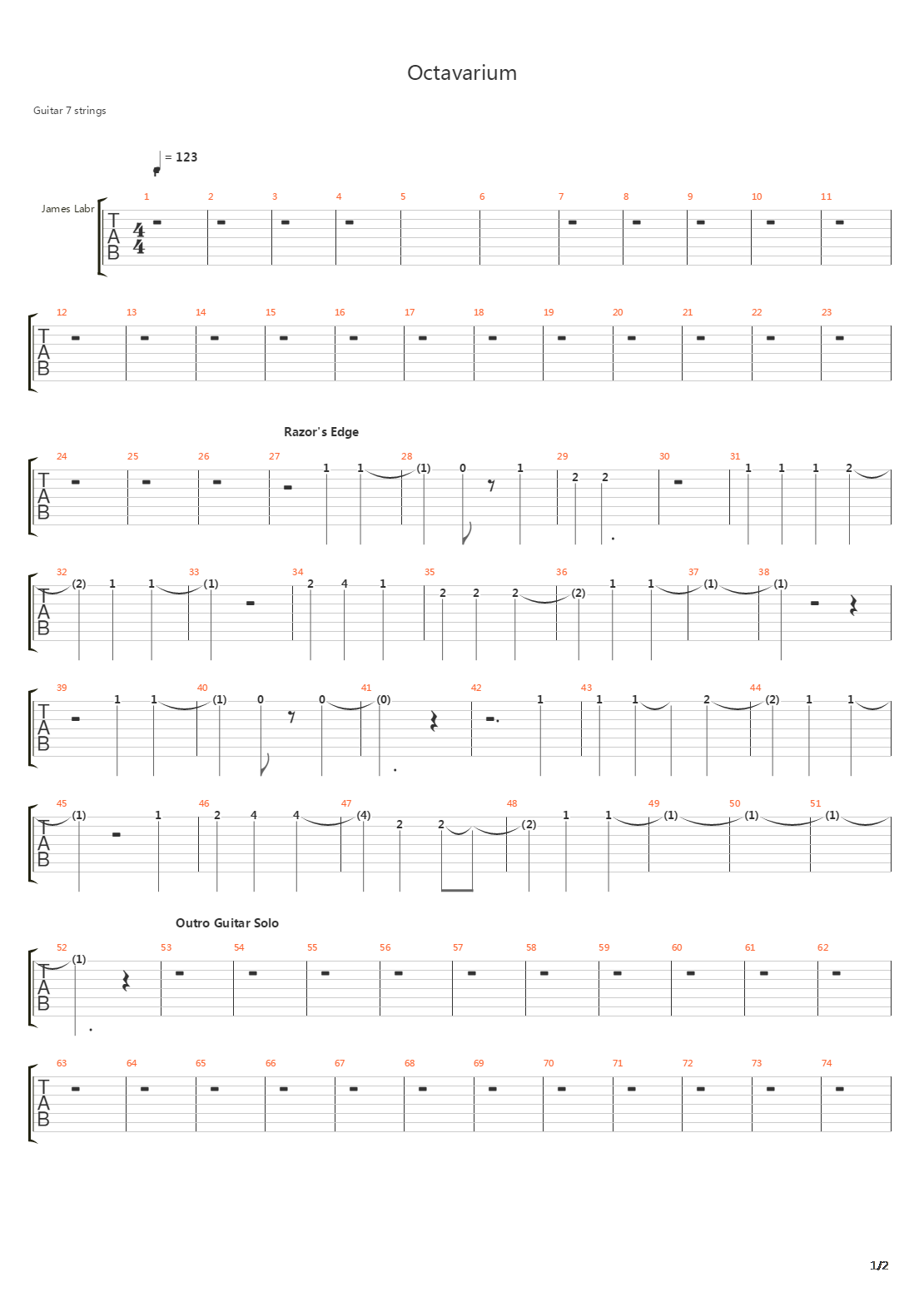 Octavarium  Razor's Edge (Band Arrangement)吉他谱
