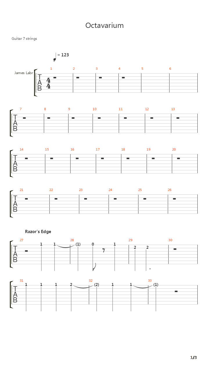 Octavarium  Razor's Edge (Band Arrangement)吉他谱