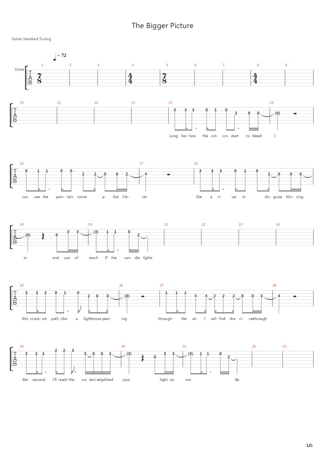 The Bigger Picture Guitar吉他谱