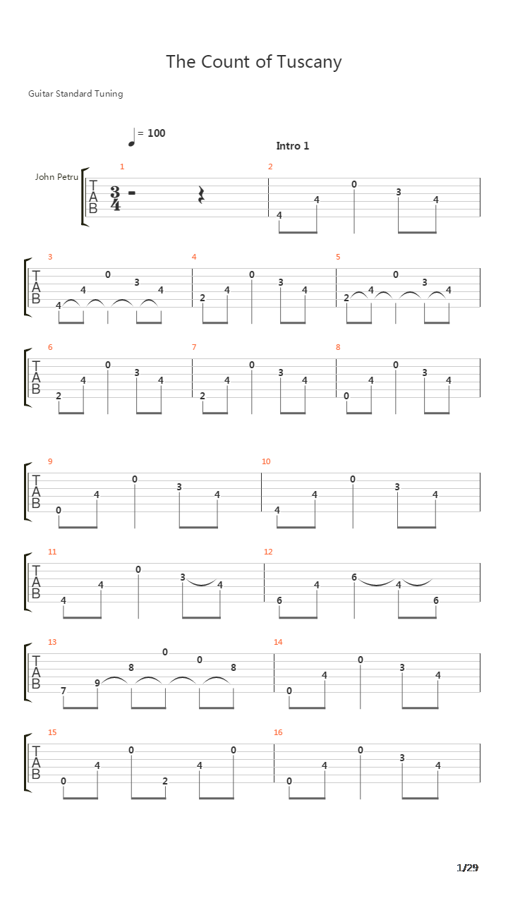 The Count Of Tuscany (Full Song)吉他谱