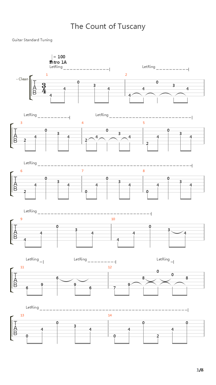 The Count Of Tuscany (Intro)吉他谱