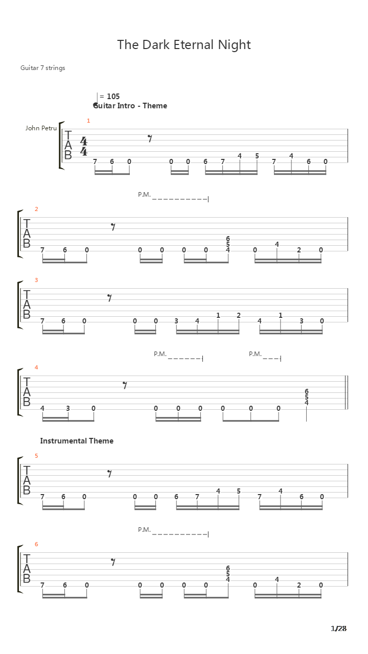 The Dark Eternal Night (Full Song)吉他谱