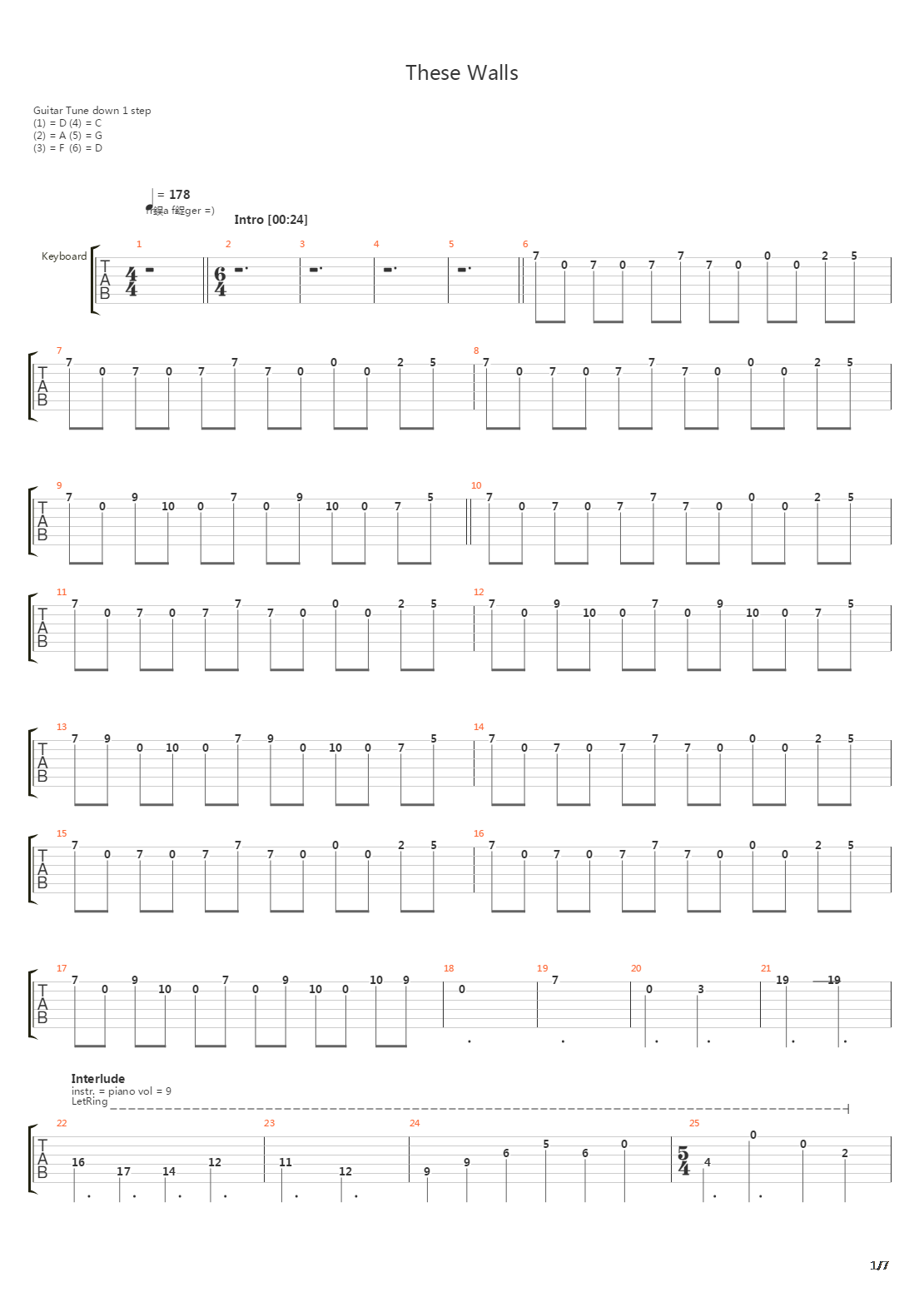 These Walls吉他谱