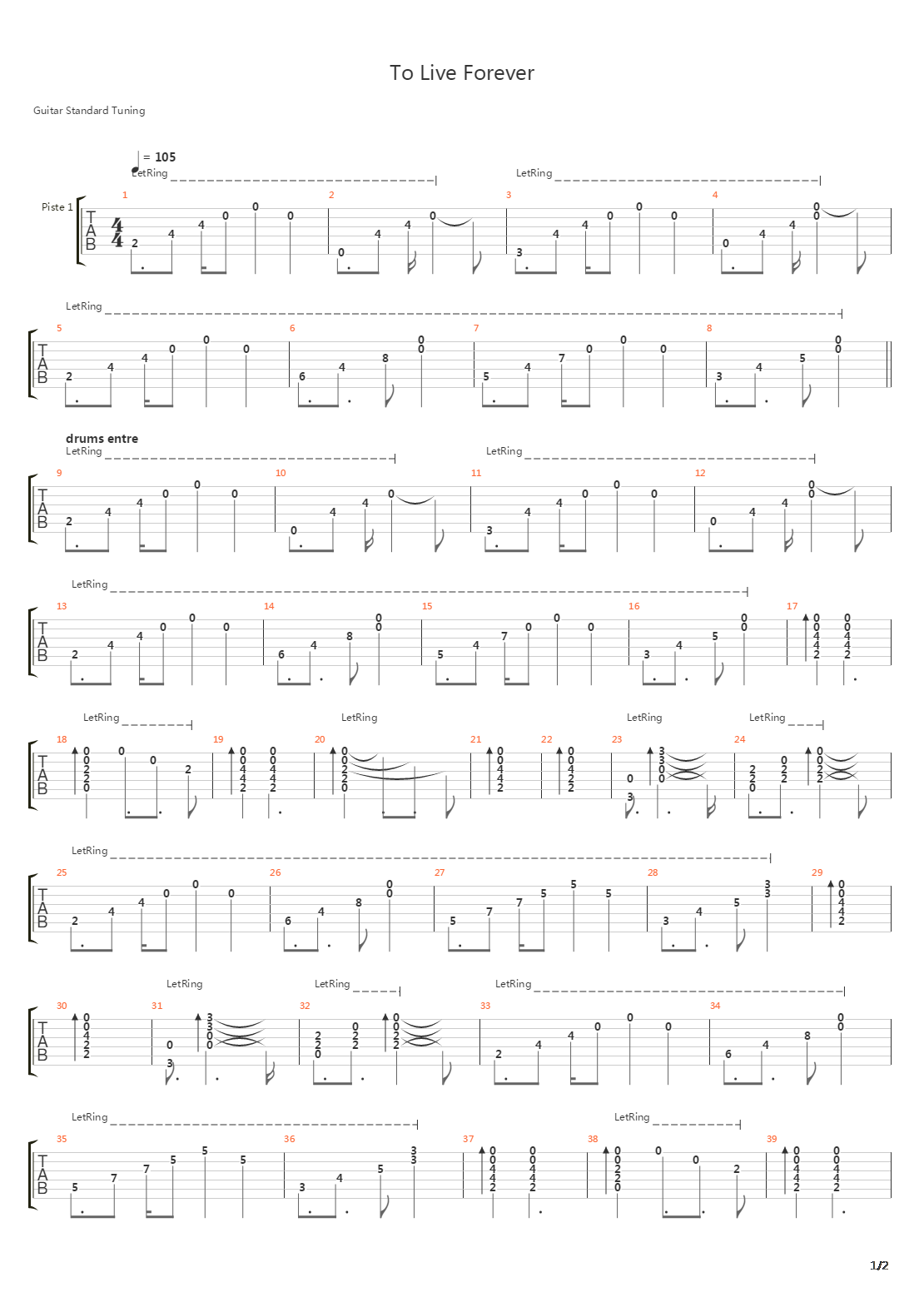 To Live Forever吉他谱