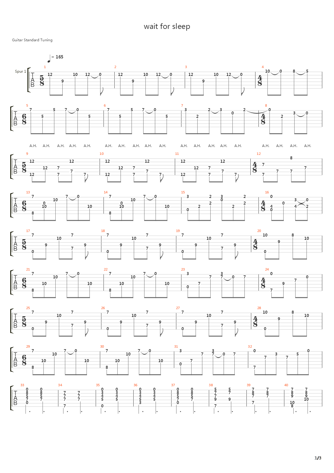 Wait For Sleep吉他谱