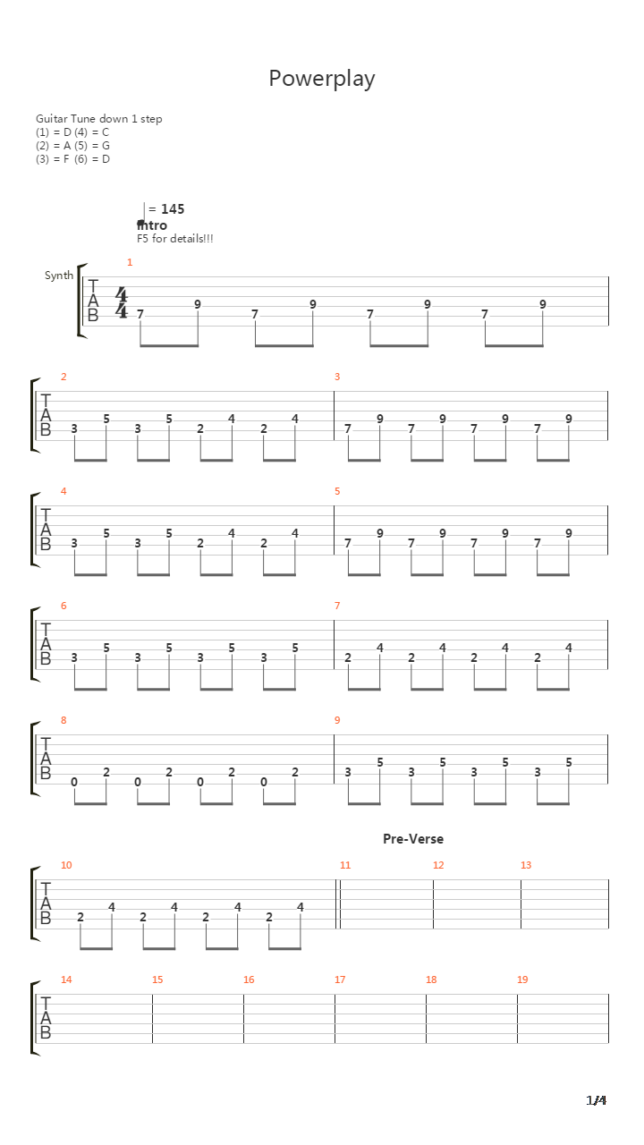Powerplay吉他谱