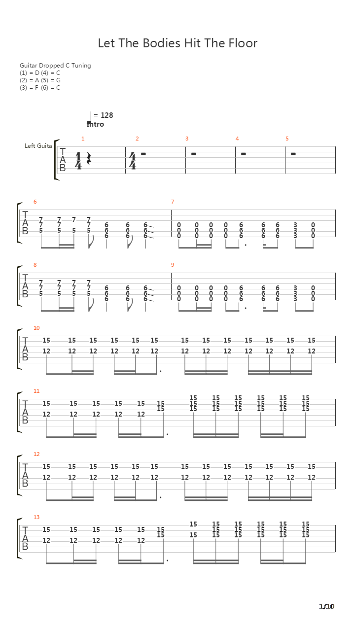 Let The Bodies Hit The Floor吉他谱