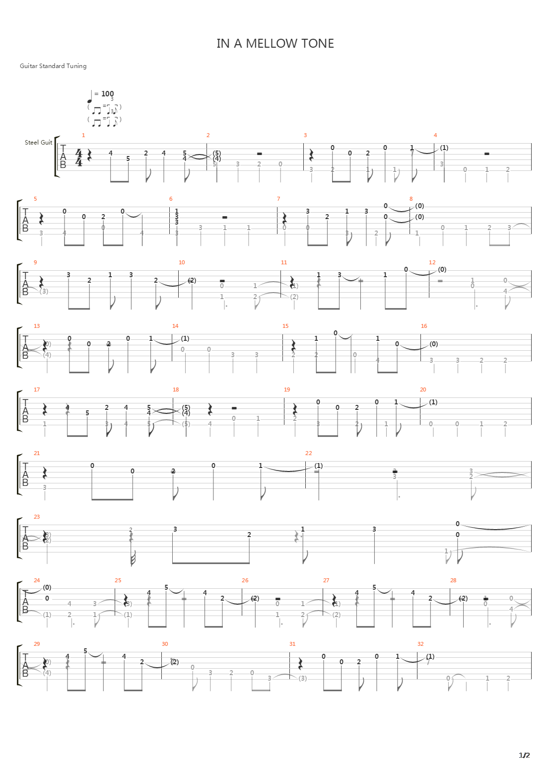 In A Mellow Tone吉他谱