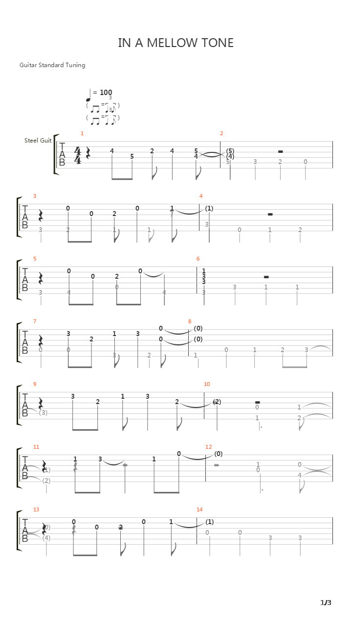 In A Mellow Tone吉他谱
