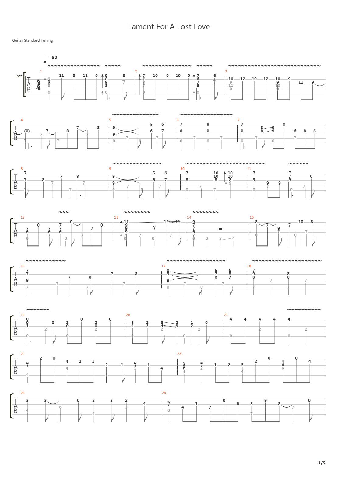 Lament For A Lost Love吉他谱