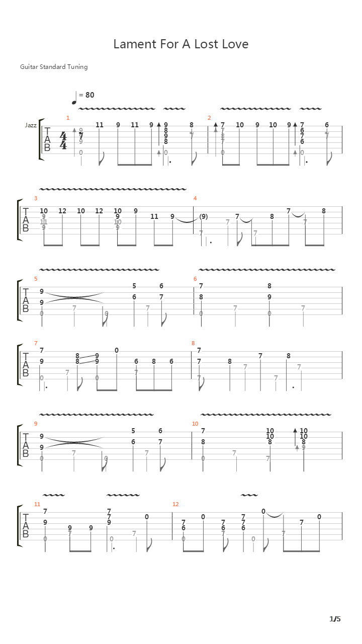 Lament For A Lost Love吉他谱