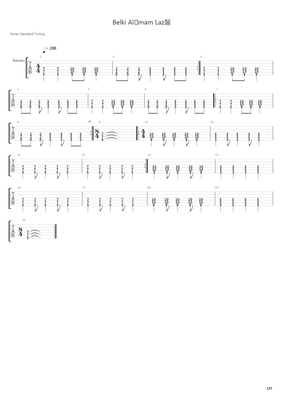 Belki Alisman Lazim吉他谱