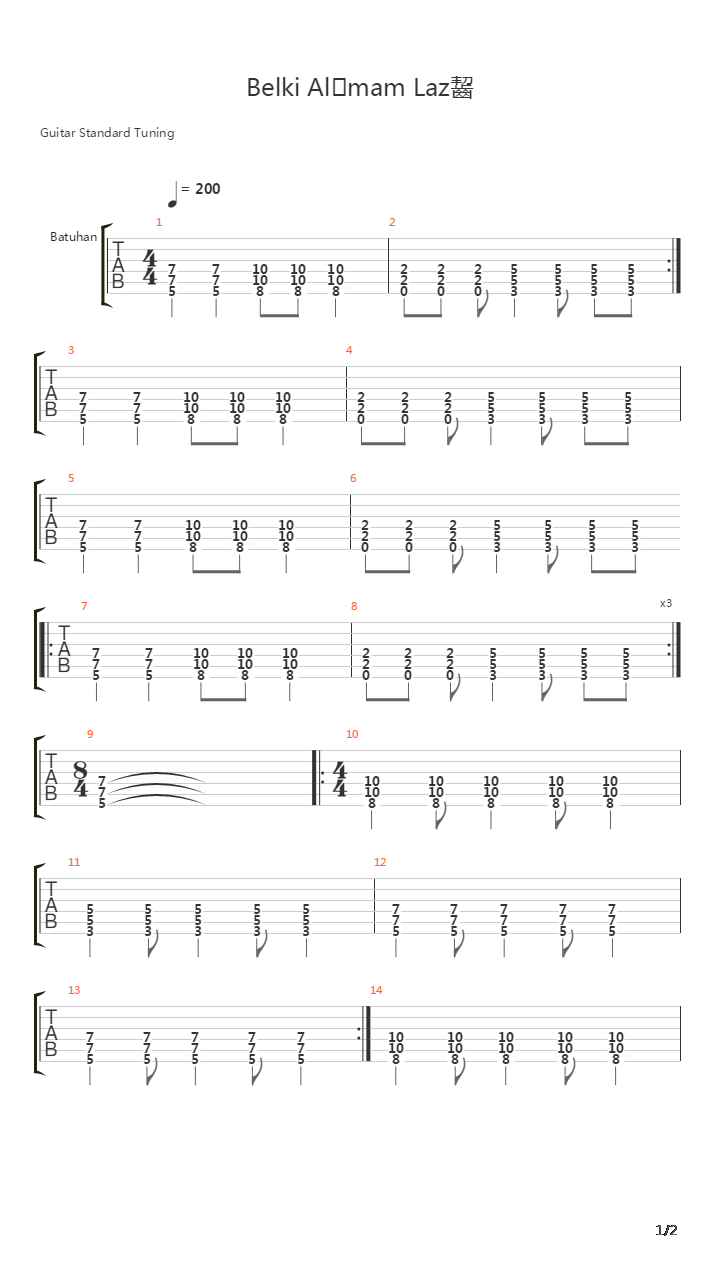 Belki Alisman Lazim吉他谱