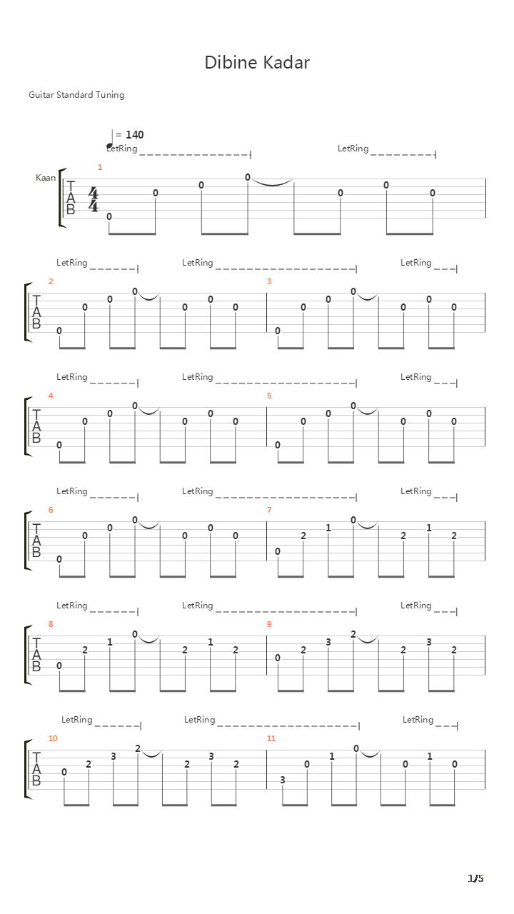 Dibine Kadar吉他谱