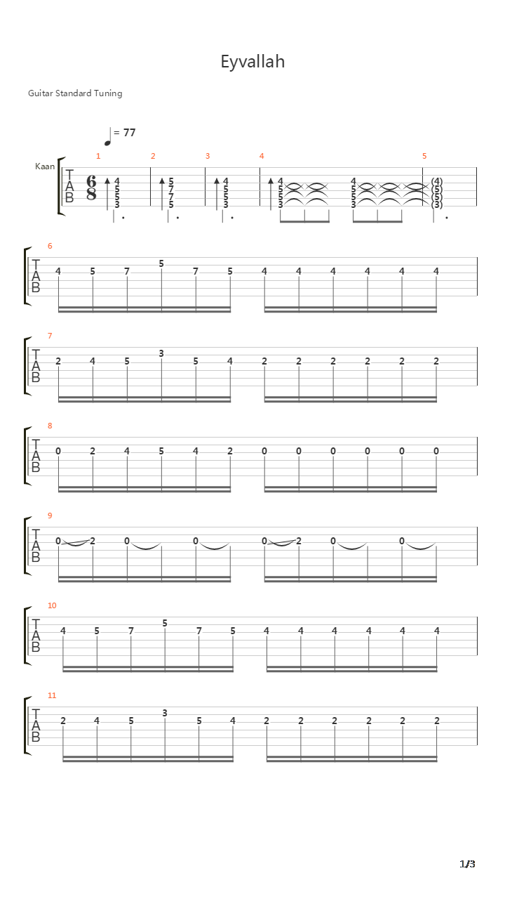 Eyvallah吉他谱