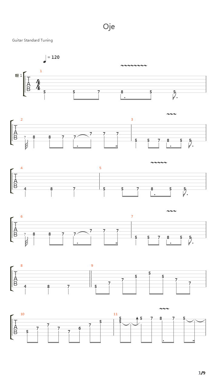 Oje吉他谱