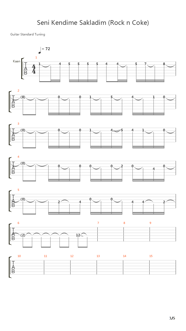 Seni Kendime Sakladim吉他谱