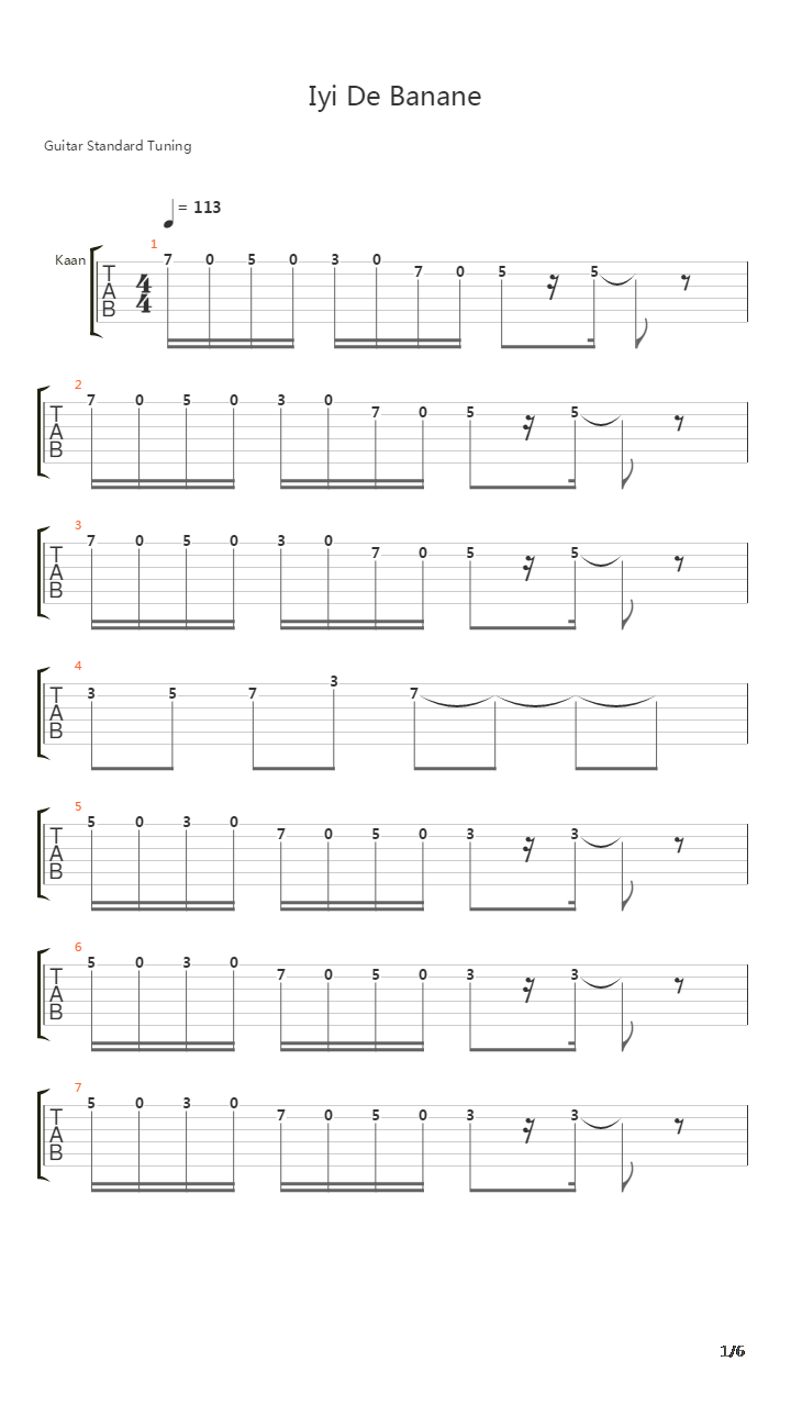 i̇yi De Banane吉他谱