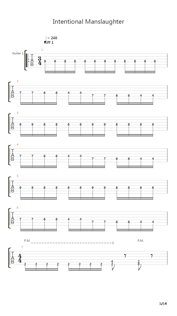 Intentional Manslaughter吉他谱