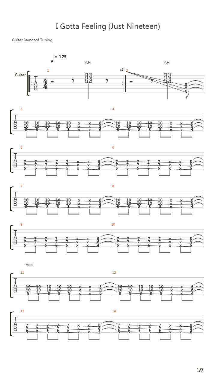 I Got A Feeling (Just Nineteen)吉他谱