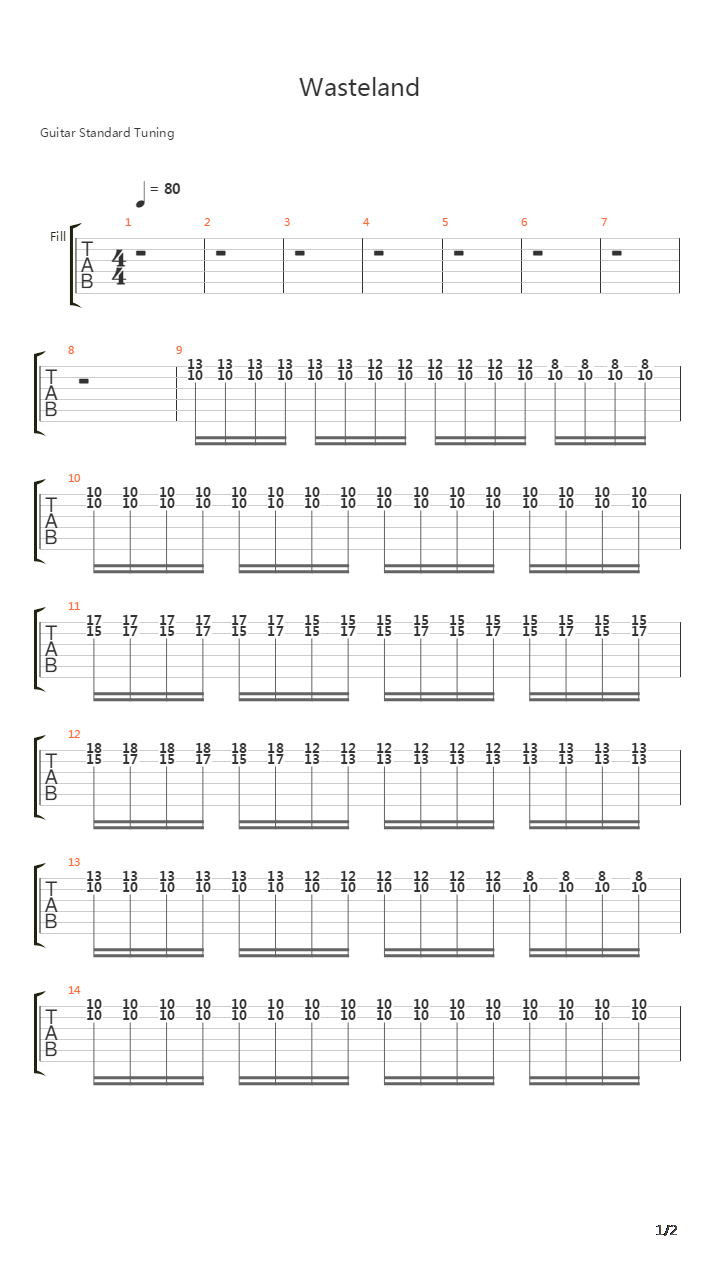 Wasteland (Guitar Intro)吉他谱