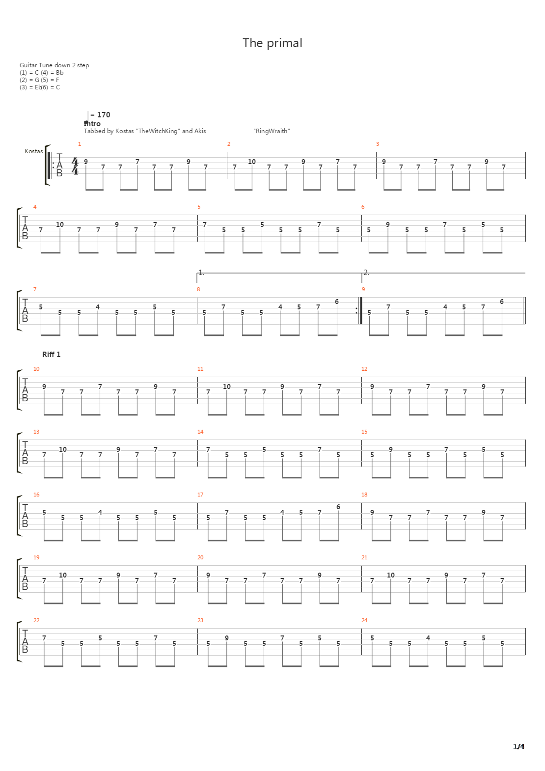 Primal吉他谱