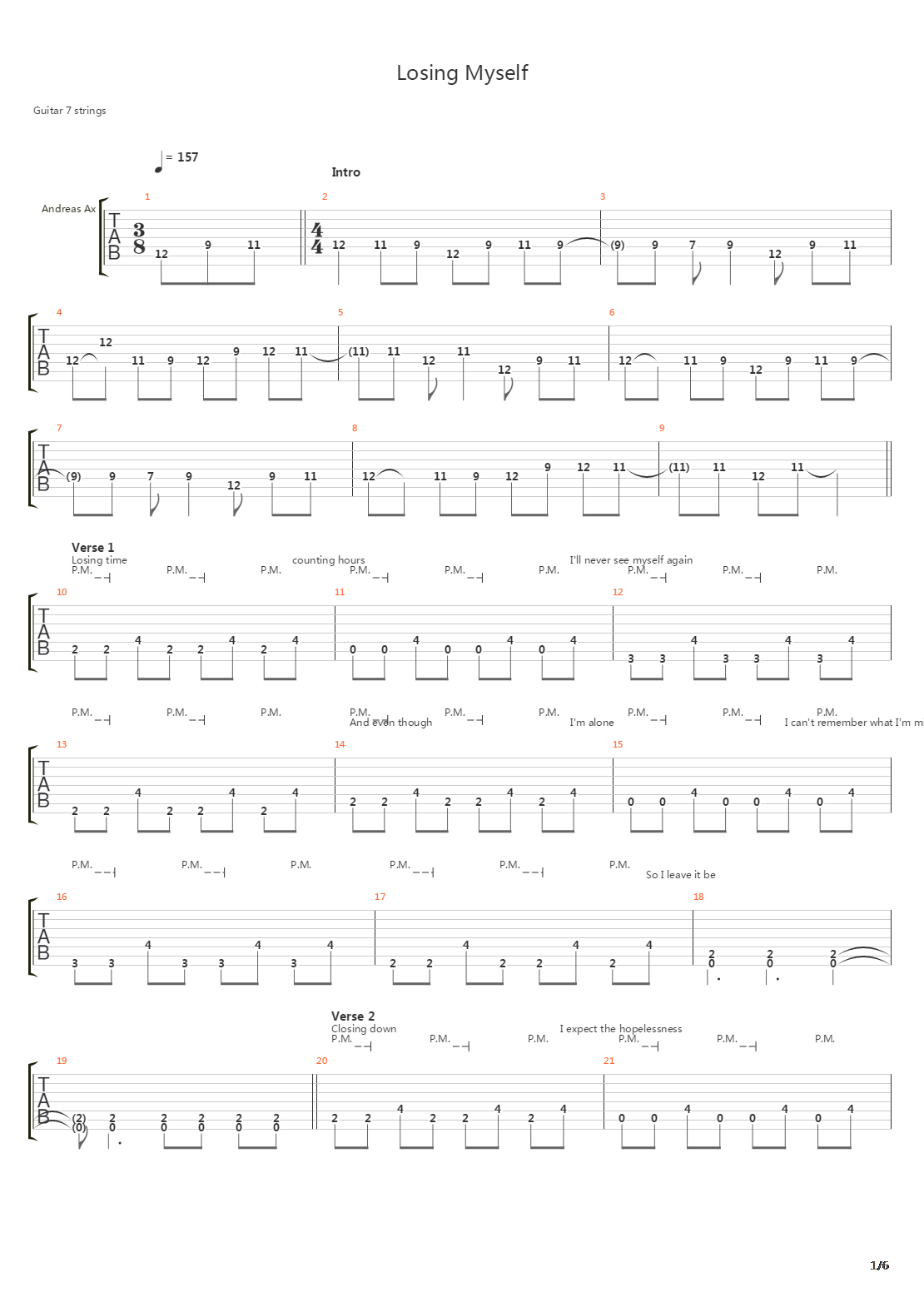 Losing Myself吉他谱