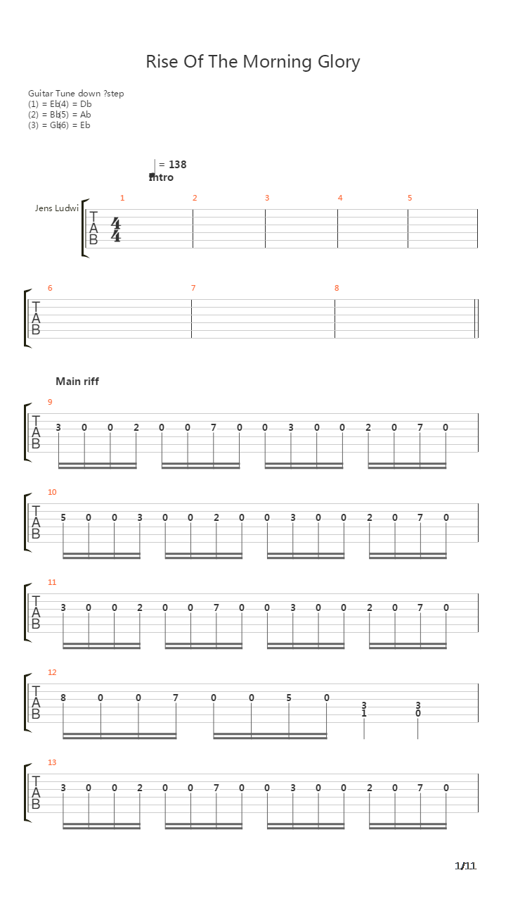 Rise Of The Morning Of Glory吉他谱