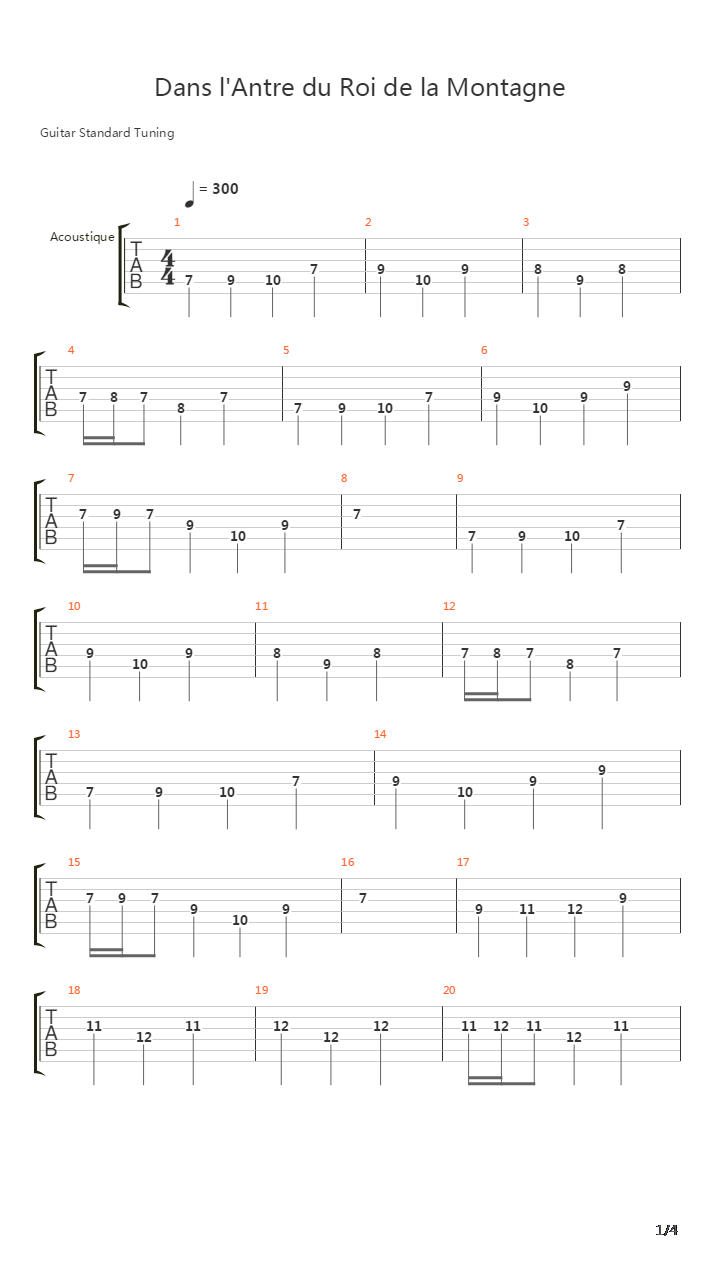 Dans Lantre Du Roi De La Montagne吉他谱