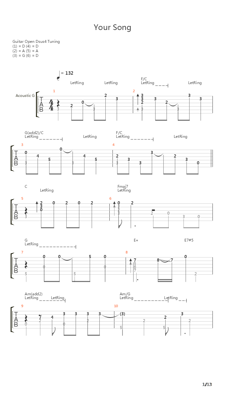 Your Song (Fingerstyle)吉他谱