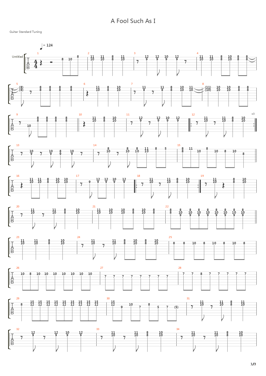 A Fool Such As I吉他谱