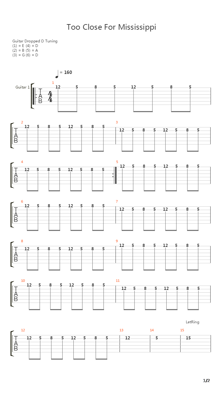 Too Close For Mississippi吉他谱