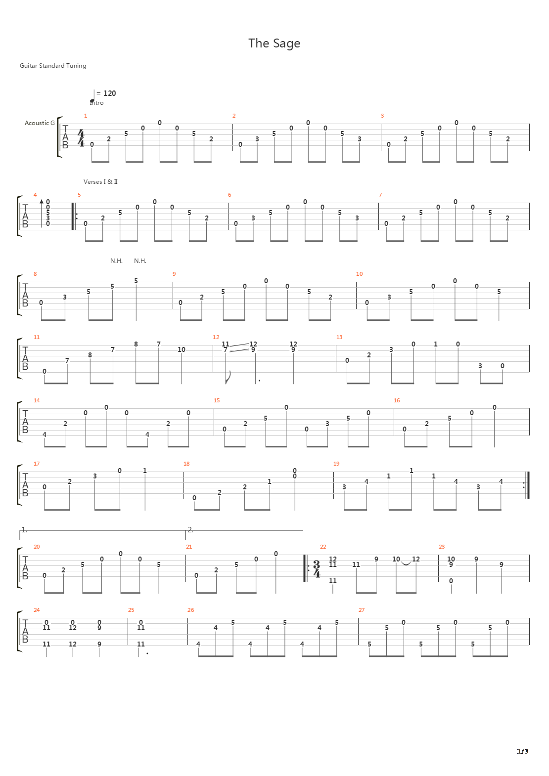 The Sage吉他谱