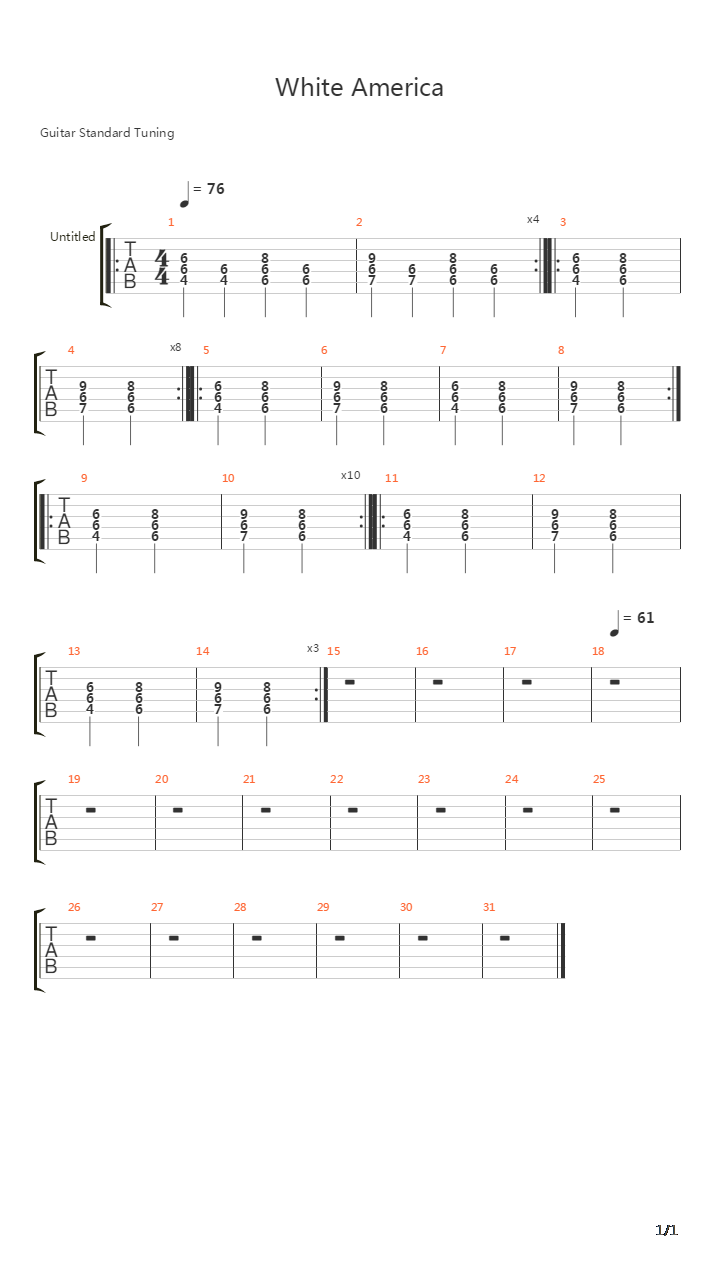 White America吉他谱