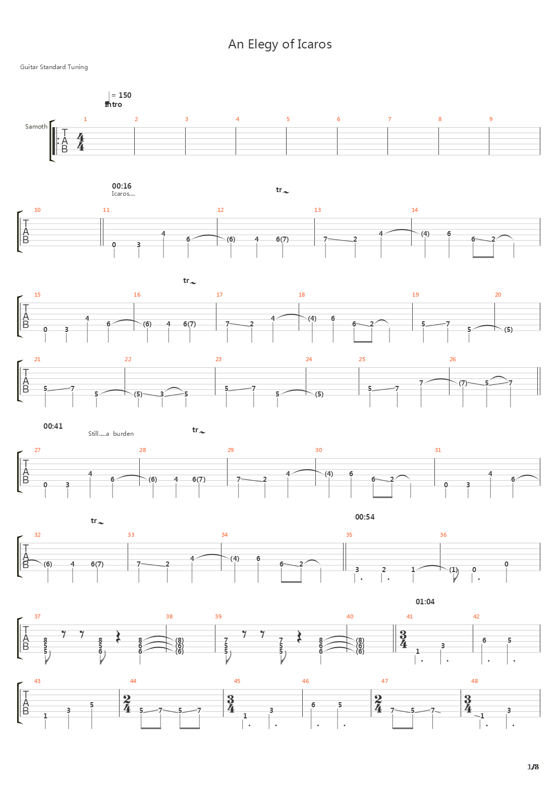 An Elegy Of Icaros吉他谱