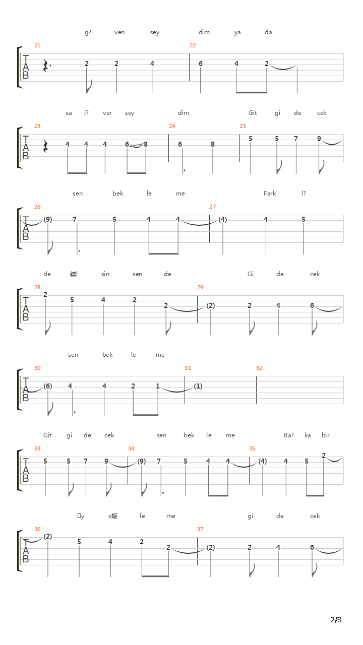 Git吉他谱