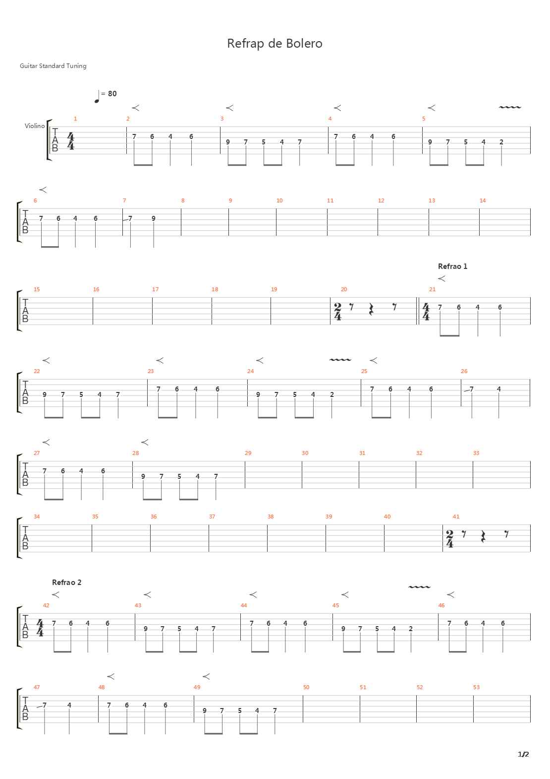 Refrao De Bolero吉他谱