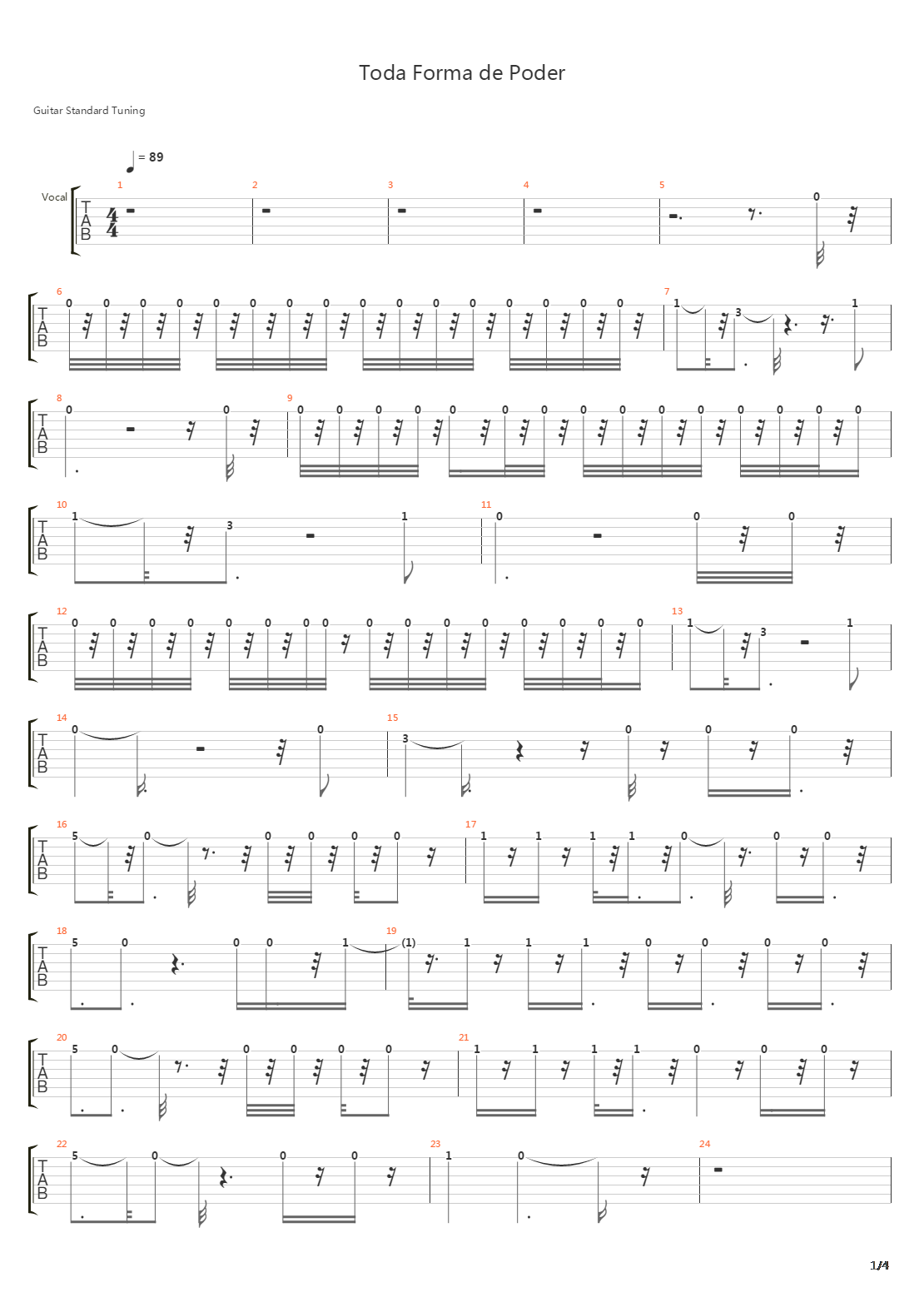 Toda Forma De Poder吉他谱