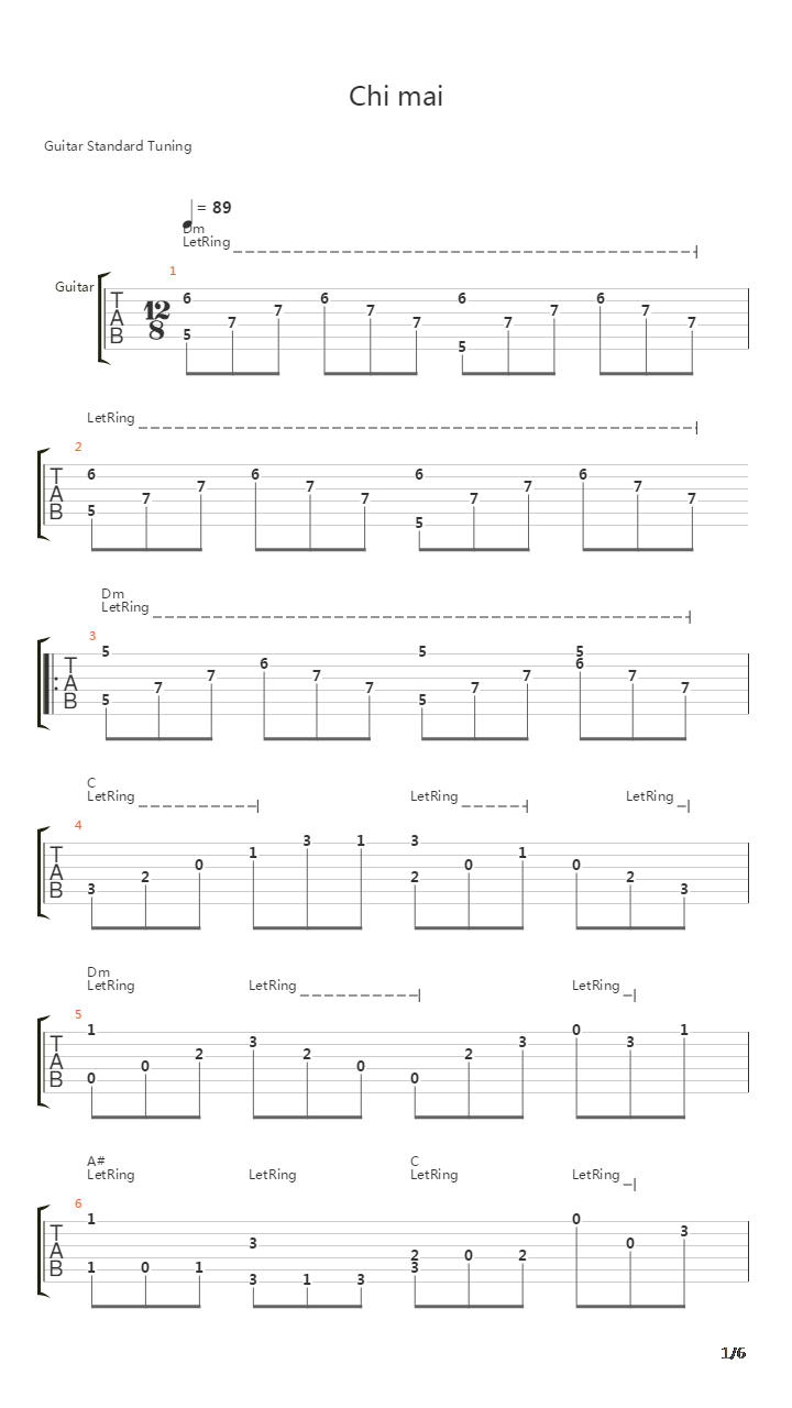 Chi Mai吉他谱