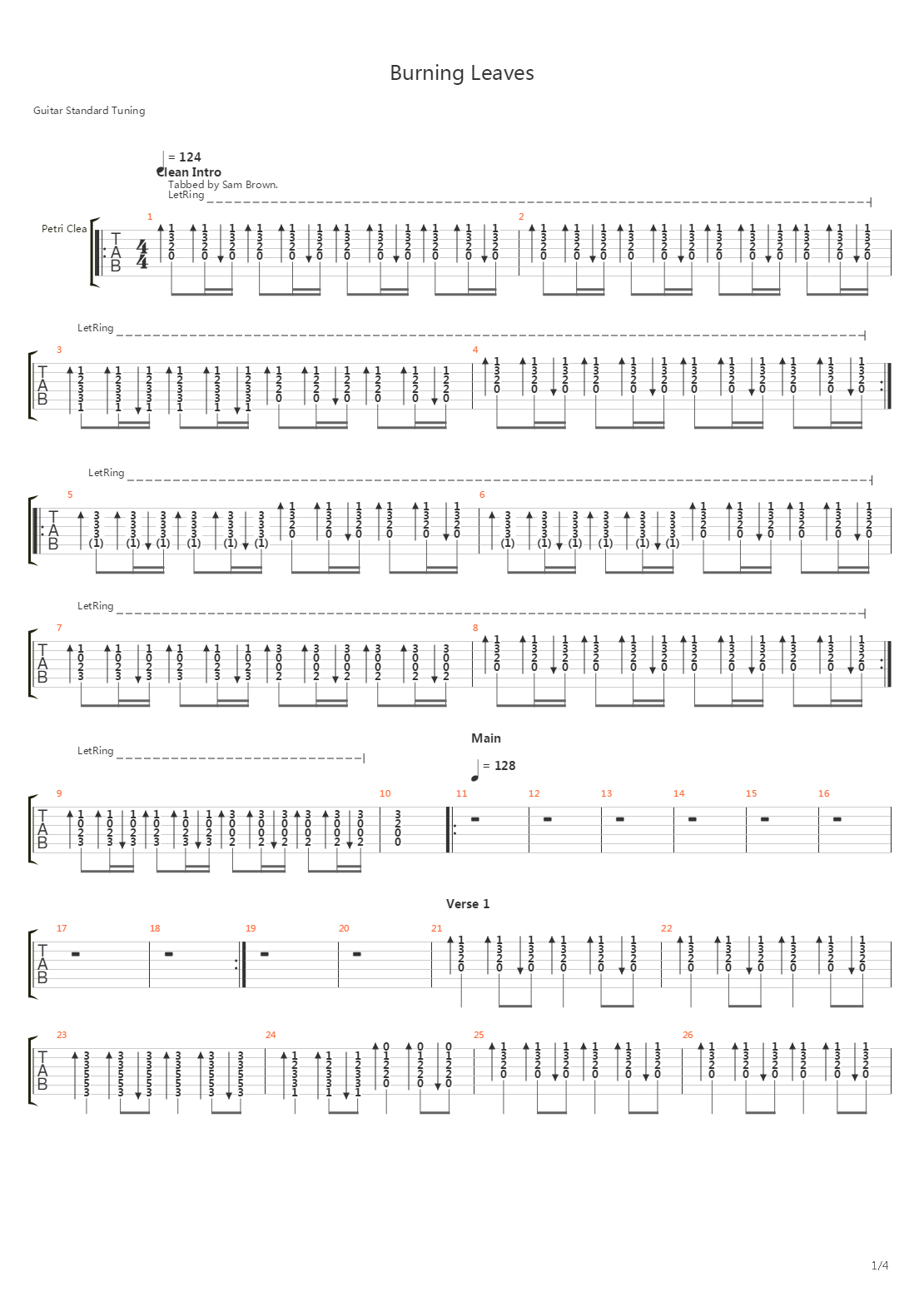 Burning Leaves吉他谱