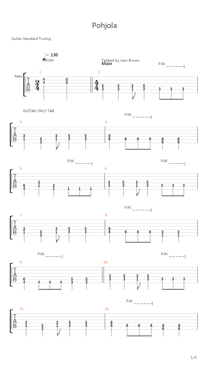 Pohjola Intro吉他谱
