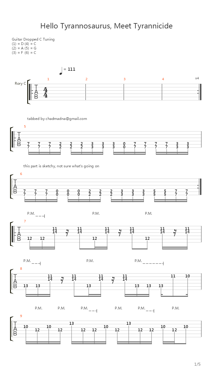Hello Tyrannosaurus, Meet Tyrannicide吉他谱
