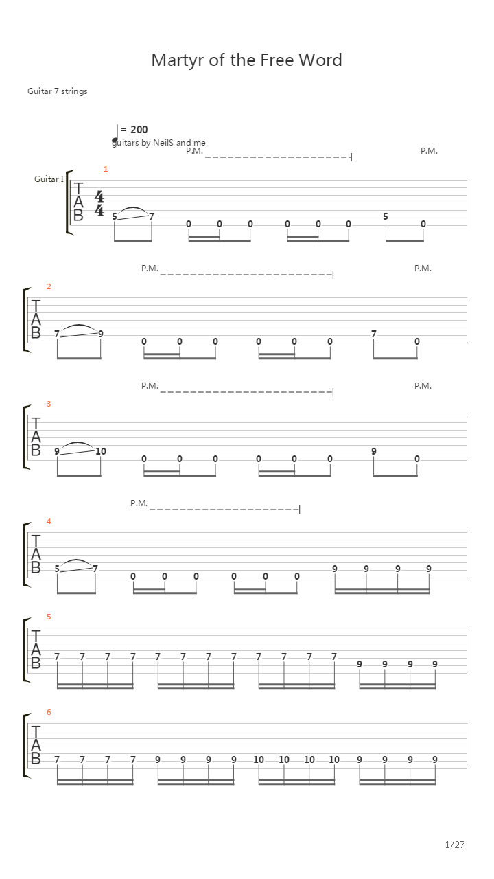 Martyr Of The Free Word吉他谱