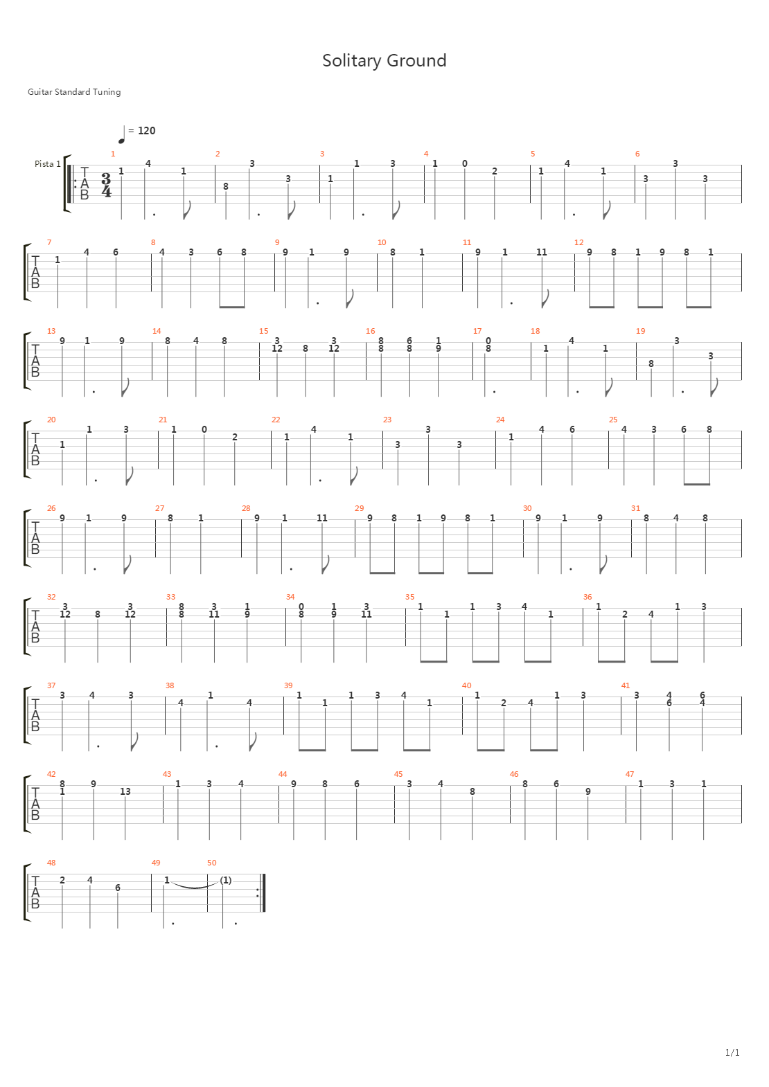 Solitary Ground吉他谱