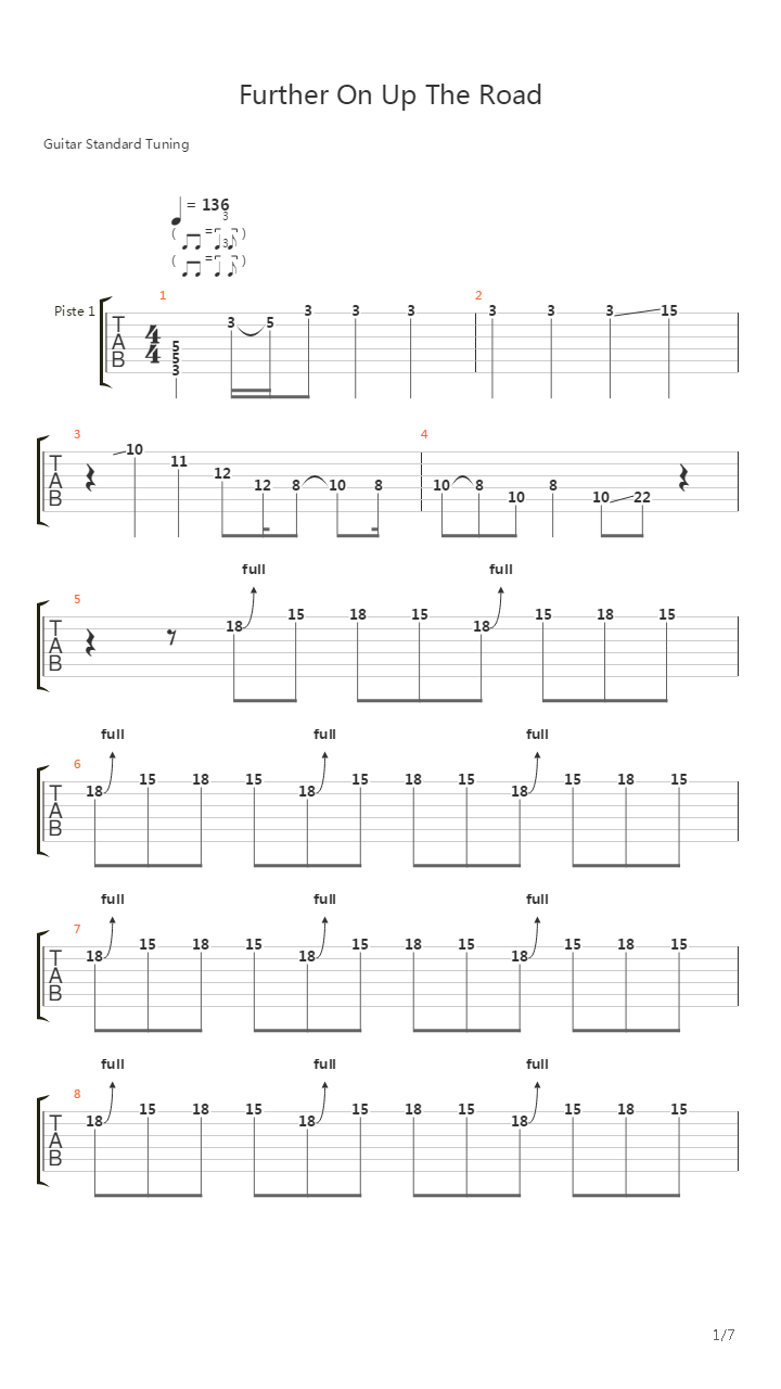 Further On Up The Road吉他谱