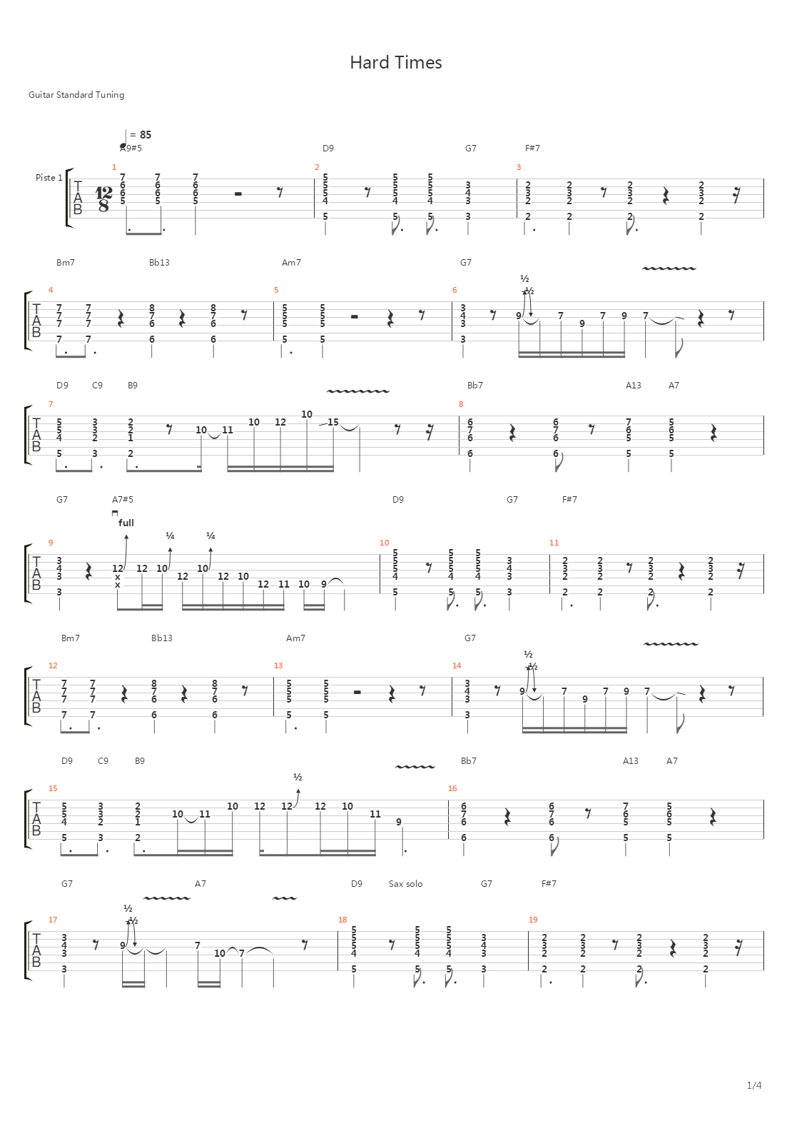 Hard Times吉他谱