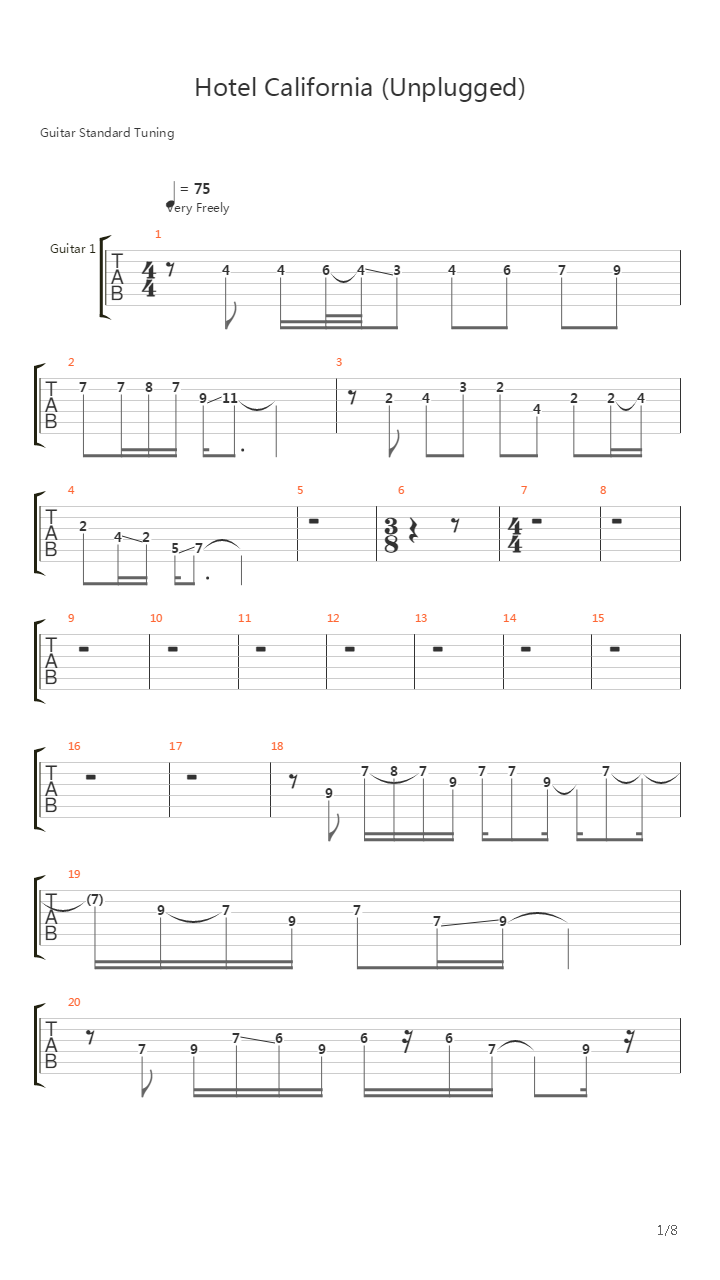 Hotel California Acustica吉他谱