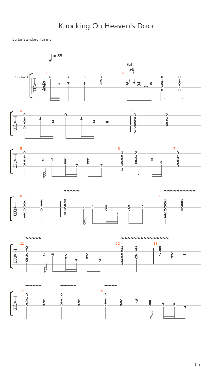 Knocking On Heavens Door吉他谱