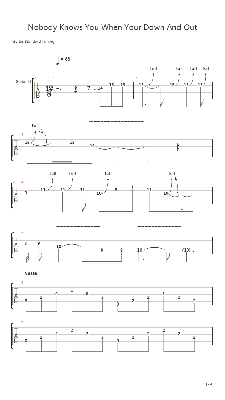 Nobody Knows You When You're Down And Out吉他谱